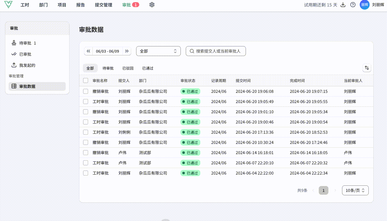维拉工时-审批数据管理